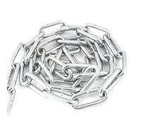 DQ-PP Cadena de acero C15 | 7 mm | 10 m | Largo C2 | Galvanizado | DIN 5685 | Cadena de mariposa | Metal | Cadena de acero redondo | Cadenas de hierro | Cadenas de cierre | Cadenas de amarre