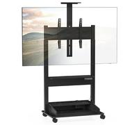 DQ TV Elevador eléctrico con Caja de Almacenamiento, Soporte de TV Enrollable de 37 a 85 Pulgadas, Carga máxima de 70 kg, 3 estantes y Enchufe, Ajustable en Altura con Control eléctrico (Negro)