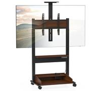 DQ TV Elevador Zelos eléctrico para TV de 37 a 85 Pulgadas Soporte de Enrollable, regulación de Altura Mediante Mando motorizado de Carga hasta 70 kg, 3 estantes y regleta de enchufes, Nogal Negro