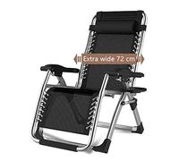 DQCHAIR Sillas Plegables Sillas reclinables de tumbonas para tumbonas para la Playa Patio Jardín Acampar Al Aire Libre Portátil Home Lounge Chair Soporta 200 kg Negro (Color : Without Cushions)