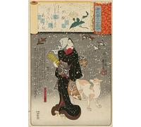 DQCJIYIGL Carteles e Impresos Arte Della Tela Lady of the Evening Faces' Moglie di Yugao Yazama Orie Yazamashi No Shitsu Orie di Utagawa Kuniyoshi para la Decoración del Hogar del Dormitorio 60x90cm