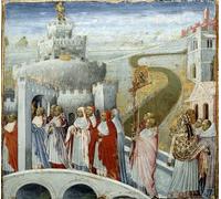 DQCJIYIGL Carteles e Impresos Arte Della Tela Processione di Papa Gregorio I detto ilo il Dialogo al castello Sant'Angelo di Di Paolo para la Decoración del Hogar del Dormitorio 60x90cm