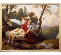 DQCJIYIGL Famoso Cartel del Lienzo Artísticas de Lona Abramo sacrifica suo figlio Isacco Dipinto di Laurent De La Hyre para la Decoración del Hogar de la Oficina 60x90cm
