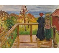DQCJIYIGL Famoso Cartel del Lienzo Artísticas de Lona Auf Der Veranda Di Edvard Munch para la Decoración del Hogar de la Oficina 60x90cm