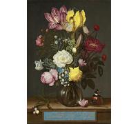 DQCJIYIGL Famoso Cartel del Lienzo Artísticas de Lona Bouquet di fiori in un vaso di vetro di Ambrosius the Elder Bosschaert para la Decoración del Hogar de la Oficina 60x90cm