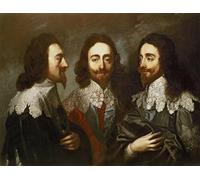 DQCJIYIGL Famoso Cartel del Lienzo Artísticas de Lona Carlo I in tre posizioni dipinto dopo Van Dyck di Carlo Maratta o Maratti para la Decoración del Hogar de la Oficina 60x90cm