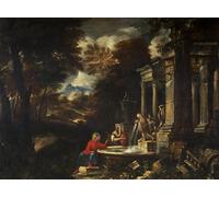 DQCJIYIGL Famoso Cartel del Lienzo Artísticas de Lona Cristo e la Samaria di Pier Francesco Mola para la Decoración del Hogar de la Oficina 60x90cm