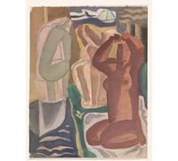 DQCJIYIGL Famoso Cartel del Lienzo Artísticas de Lona Due donne che fanno il bagno e una figura di schiena di Leo Gestel para la Decoración del Hogar de la Oficina 60x90cm
