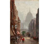 DQCJIYIGL Famoso Cartel del Lienzo Artísticas de Lona Fleet Street di George Hyde Pownall para la Decoración del Hogar de la Oficina 60x90cm