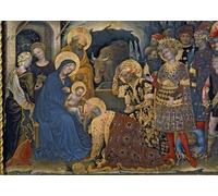 DQCJIYIGL Famoso Cartel del Lienzo Artísticas de Lona l'Adorazione dei Magi Particolare della Lady con Bambino e Re Magi di Gentile Da Fabriano para la Decoración del Hogar de la Oficina 60x90cm