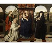 DQCJIYIGL Famoso Cartel del Lienzo Artísticas de Lona Lady con Bambino e Santi e Donatore di Jan Van Eyck para la Decoración del Hogar de la Oficina 60x90cm