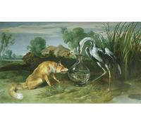 DQCJIYIGL Famoso Cartel del Lienzo Artísticas de Lona l'animale e la gru dalle favole di Esopo di Frans Snyders o Snijders para la Decoración del Hogar de la Oficina 60x90cm