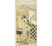 DQCJIYIGL Famoso Cartel del Lienzo Artísticas de Lona l'attore Segawa Kikunojo Iii come donna di una famiglia di samurai di Katsushika Hokusai para la Decoración del Hogar de la Oficina 60x90cm