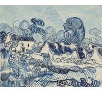 DQCJIYIGL Famoso Cartel del Lienzo Artísticas de Lona Paesaggio con case - Vincent Van Gogh para la Decoración del Hogar de la Oficina 60x90cm