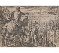 DQCJIYIGL Famoso Impresión Póster Imagen Hermoso Paisaje Alessandro istruisce i suoi soldati di Antonio Tempesta para Decoración de Paredes 60x90cm