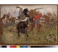 DQCJIYIGL Famoso Impresión Póster Imagen Hermoso Paisaje Battaglia tra Sciti e Slavi Scontro di cavalieri in armatura para Decoración de Paredes 60x90cm