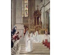 DQCJIYIGL Famoso Impresión Póster Imagen Hermoso Paisaje Comunione in chiesa di Henri Gervex para Decoración de Paredes 60x90cm
