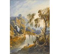 DQCJIYIGL Famoso Impresión Póster Imagen Hermoso Paisaje Figure di una cascata una città su una collina oltre di John para Decoración de Paredes 60x90cm