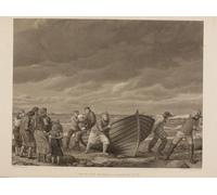 DQCJIYIGL Famoso Impresión Póster Imagen Hermoso Paisaje I pescatori di Hornbek salvano il capitano da una nave incagliata di Erling Eckersberg para Decoración de Paredes 60x90cm