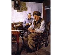 DQCJIYIGL Famoso Impresión Póster Imagen Hermoso Paisaje il riparatore di reti di Christian Krohg para Decoración de Paredes 60x90cm