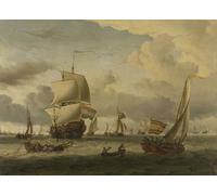 DQCJIYIGL Famoso Impresión Póster Imagen Hermoso Paisaje la rada di Enkhuizen di Abraham Storck para Decoración de Paredes 60x90cm