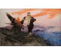 DQCJIYIGL Famoso Impresión Póster Imagen Hermoso Paisaje La tentazione di Cristo di Ilya Efimovich Repin para Decoración de Paredes 60x90cm