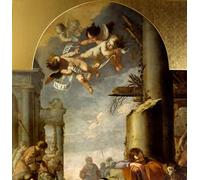 DQCJIYIGL Famoso Impresión Póster Imagen Hermoso Paisaje l'Adorazione dei pastori Particolare che rappresenta gli angeli Dipinto di Laurent De La Hyre para Decoración de Paredes 60x90cm