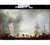DQCJIYIGL Famoso Impresión Póster Imagen Hermoso Paisaje L'alba sulla nebbia di Claude Vernet para Decoración de Paredes 60x90cm