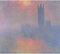 DQCJIYIGL Famoso Impresión Póster Imagen Hermoso Paisaje le Houses of Parliament Londra con il sole che fa capolino nella nebbia di Claude Monet para Decoración de Paredes 60x90cm