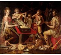 DQCJIYIGL Famoso Impresión Póster Imagen Hermoso Paisaje Personaggi musicali Vetus ha l'antico contorno di strumenti musicali di Frans Floris para Decoración de Paredes 60x90cm