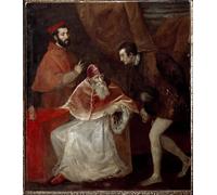 DQCJIYIGL Famoso Impresión Póster Imagen Hermoso Paisaje Pope Paul Iii and His Grandsons by Tiziano Vecelli para Decoración de Paredes 60x90cm