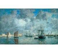 DQCJIYIGL Famoso Impresión Póster Imagen Hermoso Paisaje Porto di Camaret Sur Mer Dipinto di Eugene Louis Boudin para Decoración de Paredes 60x90cm