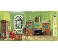 DQCJIYIGL Famoso Impresión Póster Imagen Hermoso Paisaje Scenografia per la rappresentazione teatrale La morte di Pushkin di Boris Mikhailovich Kustodiev para Decoración de Paredes 60x90cm