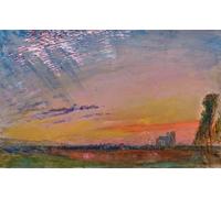 DQCJIYIGL Famoso Impresión Póster Imagen Hermoso Paisaje Tramonto con la chiesa di San Wulfran all'orizzonte John Ruskin para Decoración de Paredes 60x90cm