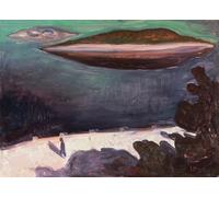 DQCJIYIGL Famoso Impresión Póster Imagen Hermoso Paisaje Una notte d'estate sull'Oslofjord di Edvard Munch para Decoración de Paredes 60x90cm
