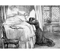 DQCJIYIGL Lienzo con Imagen Cuadro Pared Lienzo Illustrazione raffigurante una figlia che piange sul letto di morte di sua madre di Mary Ellen Edwards para la Decoración de la Sala de Estar 60x90cm