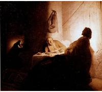 DQCJIYIGL Lienzo con Imagen la cena di Emmaus Cristo appare ai pellegrini seduti a tavola in una locanda di Emmaus. di Rembrandt Van Rijn para la Decoración de la Sala de Estar 60x90cm