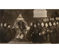 DQCJIYIGL Pintura Pared Lienzo Póster Arte Pared Enrico VIII concede una carta alle corporazioni dei barbieri e dei chirurghi di Hans Holbein il Giovane para Decoraciones del Hogar 60x90cm