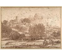 DQCJIYIGL Pinturas Famosas Carteles e Impresos Arte Della Tela Agar e l'angelo di Claude Lorrain para la Decoración del Hogar del Dormitorio 60x90cm