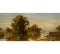 DQCJIYIGL Pinturas Famosas Carteles e Impresos Arte Della Tela Autunno su Esopus Creek di Alfred Bricher para la Decoración del Hogar del Dormitorio 60x90cm