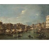 DQCJIYIGL Pinturas Famosas Carteles e Impresos Arte Della Tela Canalcon il Ponte di Rialto di Francesco Guardi para la Decoración del Hogar del Dormitorio 60x90cm