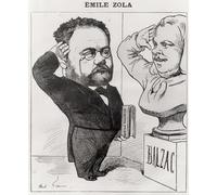 DQCJIYIGL Pinturas Famosas Carteles e Impresos Arte Della Tela Caricatura di Emile Zola che saluta un busto di Honore De Balzac di Andre Gill para la Decoración del Hogar del Dormitorio 60x90cm