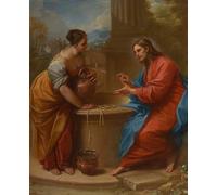 DQCJIYIGL Pinturas Famosas Carteles e Impresos Arte Della Tela Cristo e la donna di Samaria di Benedetto Luti para la Decoración del Hogar del Dormitorio 60x90cm