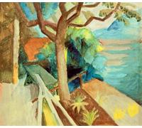 DQCJIYIGL Pinturas Famosas Carteles e Impresos Arte Della Tela Dopo il tramonto sul lago di August Macke para la Decoración del Hogar del Dormitorio 60x90cm