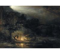 DQCJIYIGL Pinturas Famosas Carteles e Impresos Arte Della Tela il Riposo durante la fuga in Egitto di Rembrandt Van Rijn para la Decoración del Hogar del Dormitorio 60x90cm
