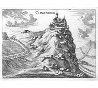 DQCJIYIGL Pinturas Famosas Carteles e Impresos Arte Della Tela Incisione Vista del castello di Klingenberg Alta Austria di Georg Matthaus Vischer para la Decoración del Hogar del Dormitorio 60x90cm