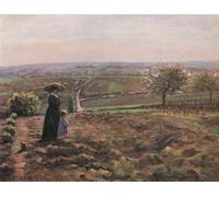 DQCJIYIGL Pinturas Famosas Carteles e Impresos Arte Della Tela la Strada di Rouen le alture di Lhautil Pontoise di Camille Jacob Pissarro para la Decoración del Hogar del Dormitorio 60x90cm