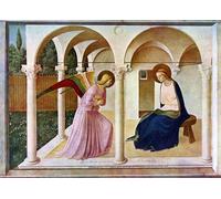 DQCJIYIGL Pinturas Famosas Carteles e Impresos Arte Della Tela l'Annunciazione C del Beato Angelico para la Decoración del Hogar del Dormitorio 60x90cm