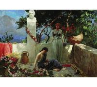 DQCJIYIGL Pinturas Famosas Carteles e Impresos Arte Della Tela le ragazze al busto di Omero di Henryk Hector Siemiradzki para la Decoración del Hogar del Dormitorio 60x90cm