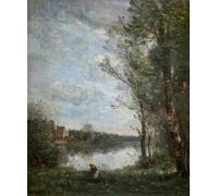 DQCJIYIGL Pinturas Famosas Carteles e Impresos Arte Della Tela lo stagno a Ville-d'avray di Jean Baptiste Camille Corot para la Decoración del Hogar del Dormitorio 60x90cm